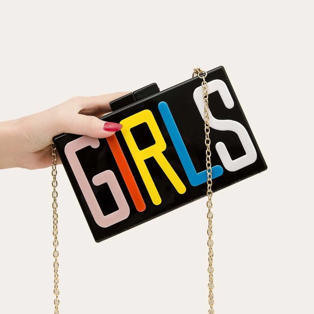 ✨ NEW Mini Letter Graphic Acrylic Box Bag ✨ Multicolor Chain Strap Purse ✨